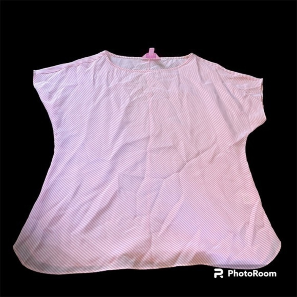 Lilly Pulitzer pink and white striped 100% silk blouse